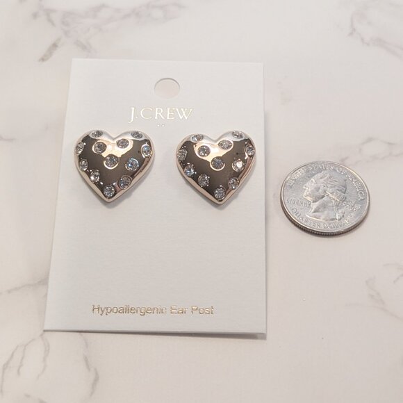 J.Crew Factory Pave Puffy Heart Bauble Earrings - Picture 3 of 5